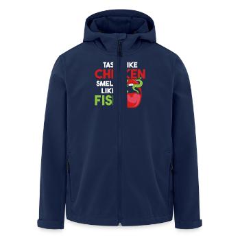 Tastes like chicken Smells like fish Funnier - Men’s Recycled Softshell Jacket by Stanley/Stella - navy - Front - AI Model Male 185 light (185cm)