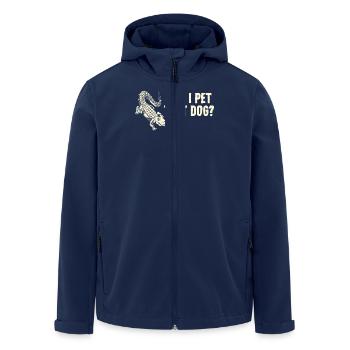 Funny Alligator Comic - Can I Pet That Dog? - Men’s Recycled Softshell Jacket by Stanley/Stella - navy - Front - AI Model Male 185 light (185cm)