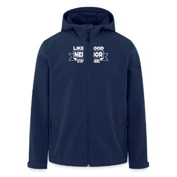 Comme un bon voisin reste là-bas plein d’humour - Veste softshell homme en polyester recyclé Stanley/Stella - marine - Devant - AI Model Male 185 light (185cm)