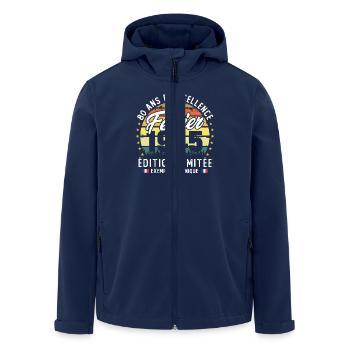 Février 1945 Vintage Cadeau Anniversaire 80 Ans - Veste softshell homme en polyester recyclé Stanley/Stella - marine - Devant - AI Model Male 185 light (185cm)