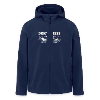 Don't Mess With The Mail Lady - Ich Weiß, Wo Du - Recycelte Männer Softshell-Jacke von Stanley/Stella - Navy - Vorne - AI Model Male 185 light (185cm)
