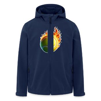 Tennis Flammen Tennisball - Recycelte Männer Softshell-Jacke von Stanley/Stella - Navy - Vorne - AI Model Male 185 light (185cm)