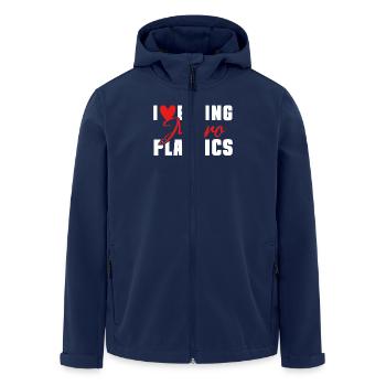 I love eating microplastics - Men’s Recycled Softshell Jacket by Stanley/Stella - navy - Front - AI Model Male 185 light (185cm)