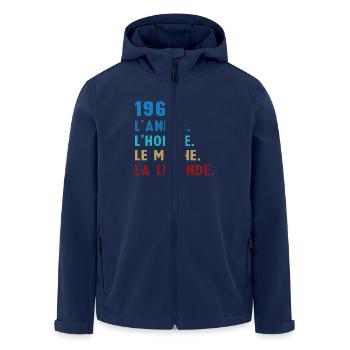 1965 Year Man Myth Legend - Men’s Recycled Softshell Jacket by Stanley/Stella - navy - Front - AI Model Male 185 light (185cm)