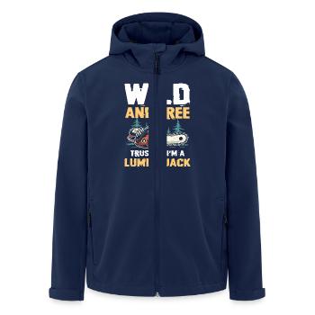 Wild and Free Trust Me I’m a Lumberjack - Recycelte Männer Softshell-Jacke von Stanley/Stella - Navy - Vorne - AI Model Male 185 light (185cm)