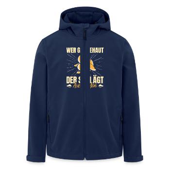 Faschingskostüm WER GÄNSEHAUT DER SCHLÄGT ENTEN - Recycelte Männer Softshell-Jacke von Stanley/Stella - Navy - Vorne - AI Model Male 185 light (185cm)