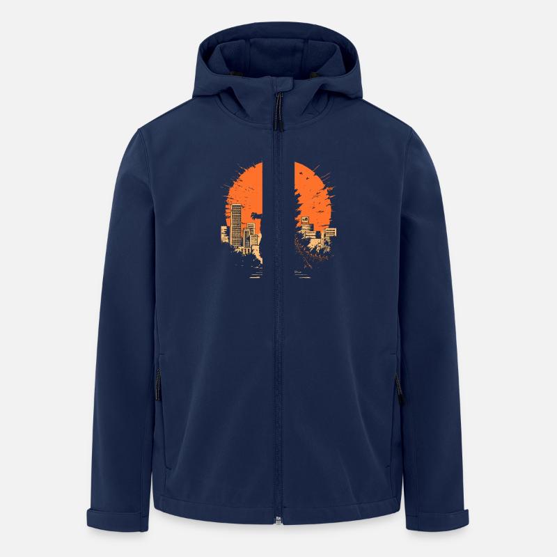 Kaiju Monster Design Sunset Geschenkidee - Recycelte Männer Softshell-Jacke von Stanley/Stella - Navy