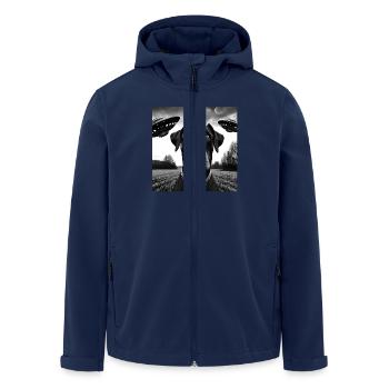 Doberman Pinscher2 Funny Graphic Selfie with UFO W - Men’s Recycled Softshell Jacket by Stanley/Stella - navy - Front - AI Model Male 185 light (185cm)