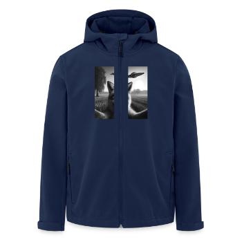 Fox Reynar Funny Graphic Selfie with UFOs Weird Al - Men’s Recycled Softshell Jacket by Stanley/Stella - navy - Front - AI Model Male 185 light (185cm)