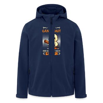 Karneval Ente WER GÄNSEHAUT DER SCHLÄGT AUCH - Recycelte Männer Softshell-Jacke von Stanley/Stella - Navy - Vorne - AI Model Male 185 light (185cm)