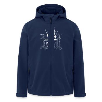 Cat Drummer Illustration: Cool Cat On - Men’s Recycled Softshell Jacket by Stanley/Stella - navy - Front - AI Model Male 185 light (185cm)