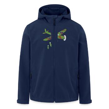 Avion rétro avec motif de bombe de Second - Veste softshell homme en polyester recyclé Stanley/Stella - marine - Devant - AI Model Male 185 light (185cm)