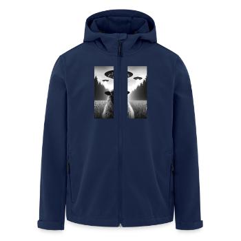 Sheep ram, lamb Funny Graphic Selfie with UFOs Wei - Men’s Recycled Softshell Jacket by Stanley/Stella - navy - Front - AI Model Male 185 light (185cm)