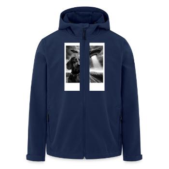 Dackel Hund Mama Papa Lustige Grafik Selfie UFOs Wir - Recycelte Männer Softshell-Jacke von Stanley/Stella - Navy - Vorne - AI Model Male 185 light (185cm)