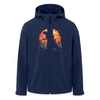 Kaiju Monster Design Sunset Gift Idea - Men’s Recycled Softshell Jacket by Stanley/Stella - navy - Front - AI Model Male 185 light (185cm)