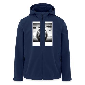 Hippo Sci-fi Funny Graphic Selfie with UFOs Weird - Men’s Recycled Softshell Jacket by Stanley/Stella - navy - Front - AI Model Male 185 light (185cm)