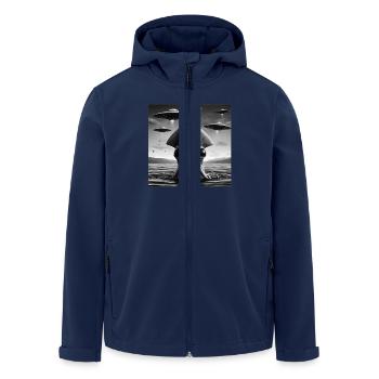 Squid Octopus Funny Graphic Selfie with UFOs Weird - Men’s Recycled Softshell Jacket by Stanley/Stella - navy - Front - AI Model Male 185 light (185cm)