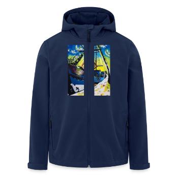 Retro Pin-Up Girl mit Schiff – Nautical Design - Recycelte Männer Softshell-Jacke von Stanley/Stella - Navy - Vorne - AI Model Male 185 light (185cm)