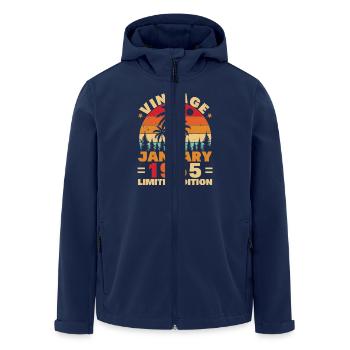 Geburtstagsgeschenk Geboren im Januar 1955 - Recycelte Männer Softshell-Jacke von Stanley/Stella - Navy - Vorne - AI Model Male 185 light (185cm)