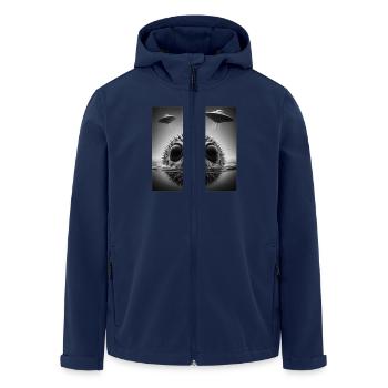 Puffer2 Fish Funny Graphic Selfie with UFOs Weird - Men’s Recycled Softshell Jacket by Stanley/Stella - navy - Front - AI Model Male 185 light (185cm)