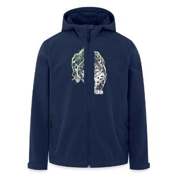 Schneeleopard Leopard Raubkatze - Recycelte Männer Softshell-Jacke von Stanley/Stella - Navy - Vorne - AI Model Male 185 light (185cm)