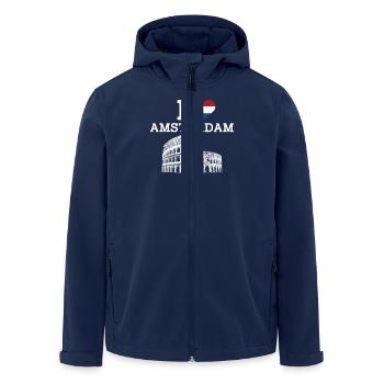I love Amsterdam Cool Netherlands Heart Flag Wortspiel - Recycelte Männer Softshell-Jacke von Stanley/Stella - Navy - Vorne - AI Model Male 185 light (185cm)