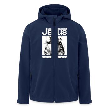 Jesus Lord & Savior - Men’s Recycled Softshell Jacket by Stanley/Stella - navy - Front - AI Model Male 185 light (185cm)