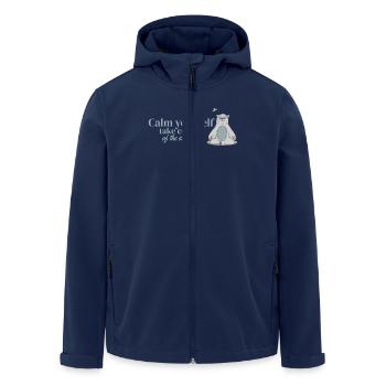 Motivationsbär Motivational Bear - Recycelte Männer Softshell-Jacke von Stanley/Stella - Navy - Vorne - AI Model Male 185 light (185cm)