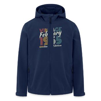 February 1955 Retro Vintage Birthday Gift - Men’s Recycled Softshell Jacket by Stanley/Stella - navy - Front - AI Model Male 185 light (185cm)