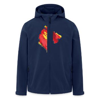 Montenegro flag in Montenegro map - Men’s Recycled Softshell Jacket by Stanley/Stella - navy - Front - AI Model Male 185 light (185cm)