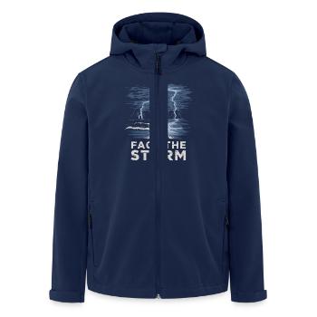 Face The Storm Power Strength Thunder Design - Recycelte Männer Softshell-Jacke von Stanley/Stella - Navy - Vorne - AI Model Male 185 light (185cm)