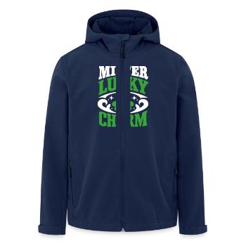 Mister Lucky Charm - Saint-Patrick - Irlande - Veste softshell homme en polyester recyclé Stanley/Stella - marine - Devant - AI Model Male 185 light (185cm)