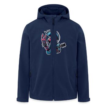 Flamingo Rock and Roll Gitarrist - Recycelte Männer Softshell-Jacke von Stanley/Stella - Navy - Vorne - AI Model Male 185 light (185cm)