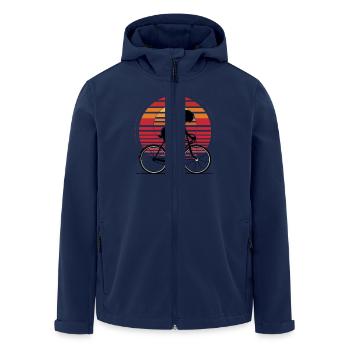 Fahrradfahrerin Sunset Fahrrad - Recycelte Männer Softshell-Jacke von Stanley/Stella - Navy - Vorne - AI Model Male 185 light (185cm)