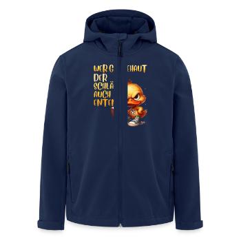 Entenkostüm WER GÄNSEHAUT DER SCHLÄGT AUCH - Recycelte Männer Softshell-Jacke von Stanley/Stella - Navy - Vorne - AI Model Male 185 light (185cm)