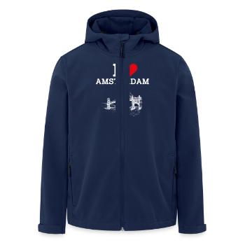 I Love Amsterdam Netherland Golden Gate Bridge Pun - Men’s Recycled Softshell Jacket by Stanley/Stella - navy - Front - AI Model Male 185 light (185cm)
