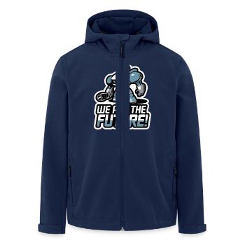 ROBOT, WE ARE THE FUTURE - Men’s Recycled Softshell Jacket by Stanley/Stella - navy - Front - AI Model Male 185 light (185cm)