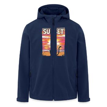 Friedlicher Sonnenuntergang Katze für eine - Recycelte Männer Softshell-Jacke von Stanley/Stella - Navy - Vorne - AI Model Male 185 light (185cm)