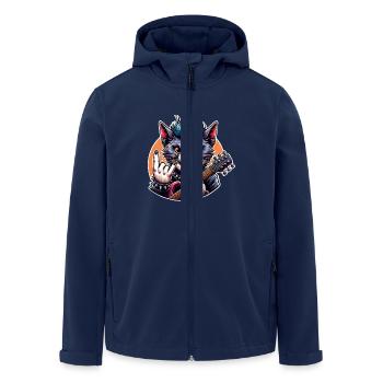 Cat Guitariste de Rock and Roll - Veste softshell homme en polyester recyclé Stanley/Stella - marine - Devant - AI Model Male 185 light (185cm)