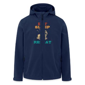 Eat Sleep Strandkorb Repeat, Strand, Urlaub, Meer - Recycelte Männer Softshell-Jacke von Stanley/Stella - Navy - Vorne - AI Model Male 185 light (185cm)