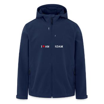 I Love Amsterdam Heart Freiheitsstatue Cooles Wortspiel - Recycelte Männer Softshell-Jacke von Stanley/Stella - Navy - Vorne - AI Model Male 185 light (185cm)