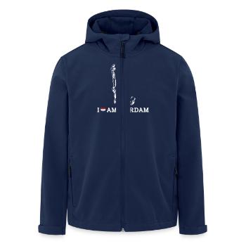 I love Amsterdam Niederlande Freiheitsstatue Wortspiel - Recycelte Männer Softshell-Jacke von Stanley/Stella - Navy - Vorne - AI Model Male 185 light (185cm)