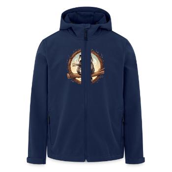 Cute raccoon eating ramen noodles art - Men’s Recycled Softshell Jacket by Stanley/Stella - navy - Front - AI Model Male 185 light (185cm)