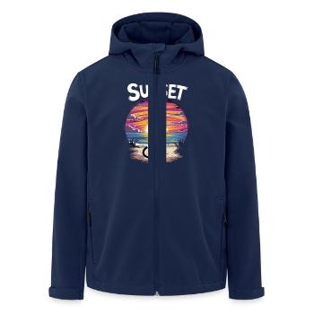 Friedlicher Sonnenuntergang Katze für eine - Recycelte Männer Softshell-Jacke von Stanley/Stella - Navy - Vorne - AI Model Male 185 light (185cm)