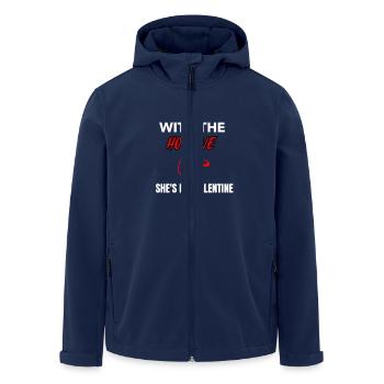 Je suis avec une chaude, elle est ma Valentine - Veste softshell homme en polyester recyclé Stanley/Stella - marine - Devant - AI Model Male 185 light (185cm)