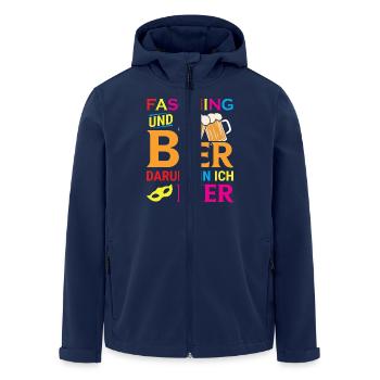 Fasching und Bier darum bin ich hier - Recycelte Männer Softshell-Jacke von Stanley/Stella - Navy - Vorne - AI Model Male 185 light (185cm)