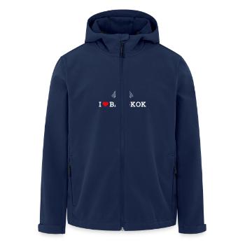 J’aime Bangkok Cool Heart Drapeau Tour Eiffel Jeu de mots - Veste softshell homme en polyester recyclé Stanley/Stella - marine - Devant - AI Model Male 185 light (185cm)