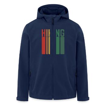 Wandern und Klettern in den Bergen - Recycelte Männer Softshell-Jacke von Stanley/Stella - Navy - Vorne - AI Model Male 185 light (185cm)