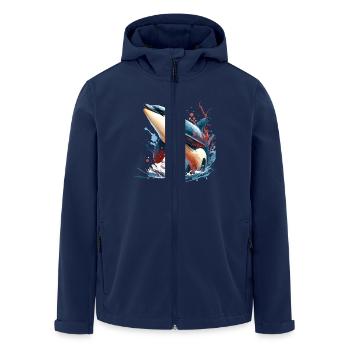 Orca Killer Whale - Men’s Recycled Softshell Jacket by Stanley/Stella - navy - Front - AI Model Male 185 light (185cm)