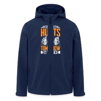 Today it hurts, tomorrow it works Fitness - Men’s Recycled Softshell Jacket by Stanley/Stella - navy - Front - AI Model Male 185 light (185cm)